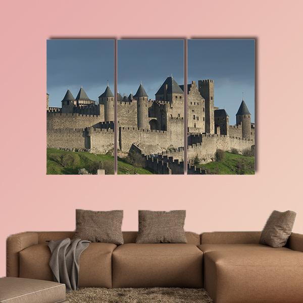 Carcassonne Fortress France Canvas Wall Art-3 Horizontal-Gallery Wrap-37" x 24"-Tiaracle