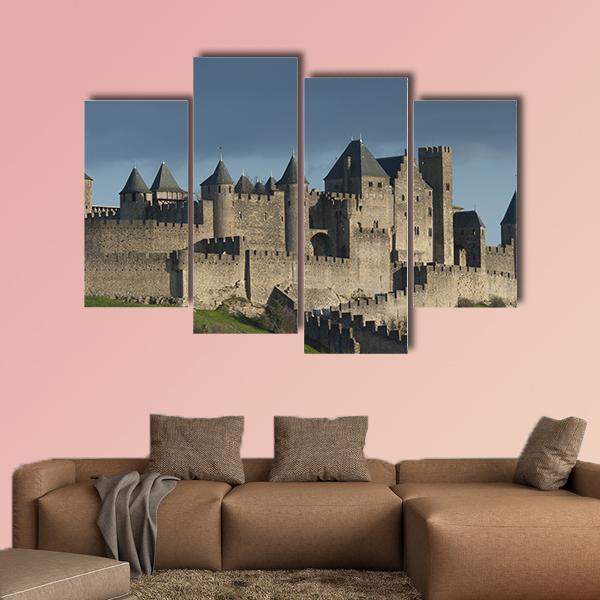 Carcassonne Fortress France Canvas Wall Art-4 Pop-Gallery Wrap-50" x 32"-Tiaracle