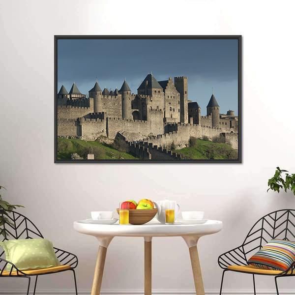 Carcassonne Fortress France Panoramic Canvas Wall Art-1 Piece-36" x 12"-Tiaracle
