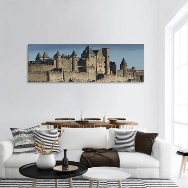 Carcassonne Fortress France Panoramic Canvas Wall Art-1 Piece-36" x 12"-Tiaracle
