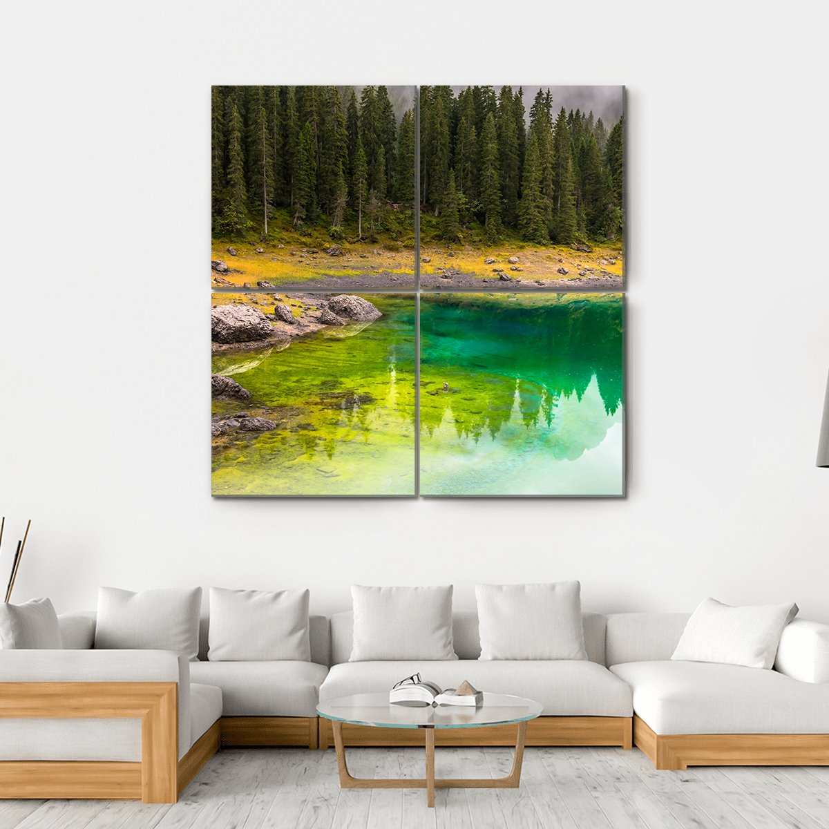 Carezza Lake Canvas Wall Art-4 Square-Gallery Wrap-17" x 17"-Tiaracle