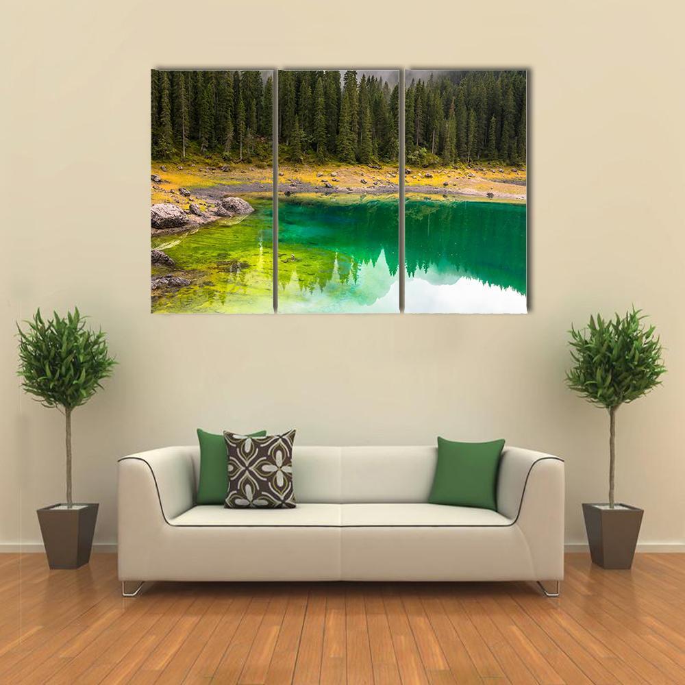 Carezza Lake Canvas Wall Art-3 Horizontal-Gallery Wrap-37" x 24"-Tiaracle