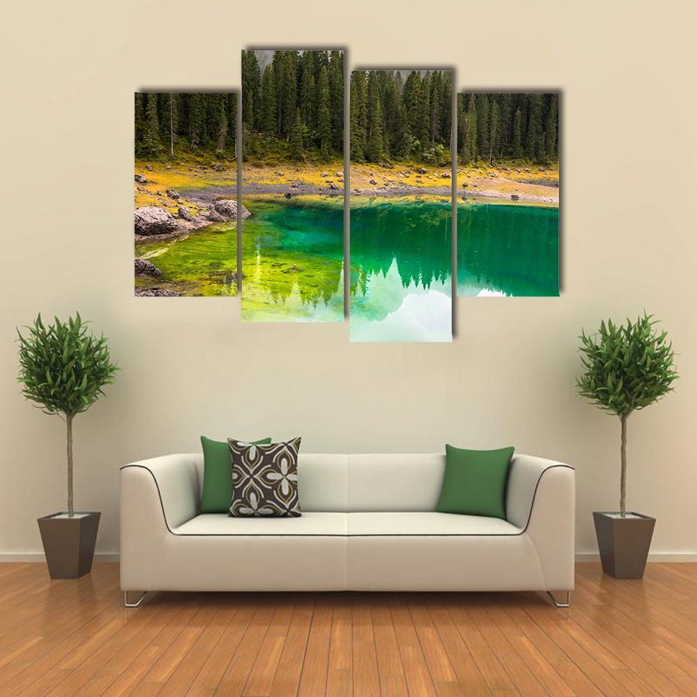 Carezza Lake Canvas Wall Art-4 Pop-Gallery Wrap-50" x 32"-Tiaracle