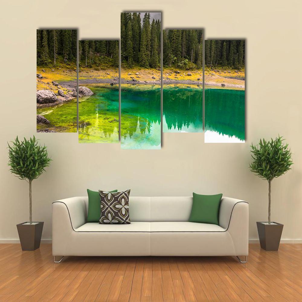 Carezza Lake Canvas Wall Art-5 Pop-Gallery Wrap-47" x 32"-Tiaracle