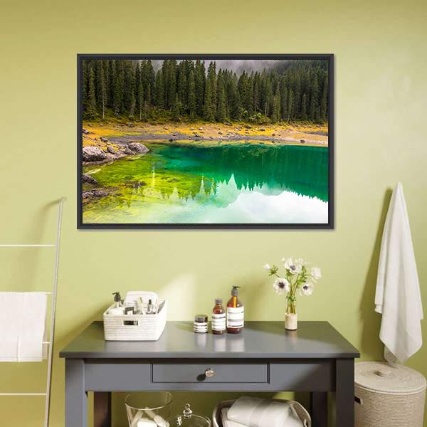 Carezza Lake Canvas Wall Art-3 Horizontal-Gallery Wrap-25" x 16"-Tiaracle