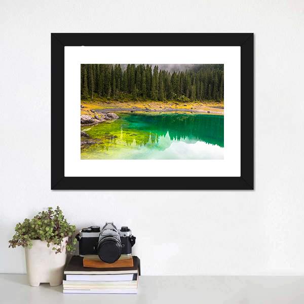 Carezza Lake Canvas Wall Art-1 Piece-Framed Print-20" x 16"-Tiaracle