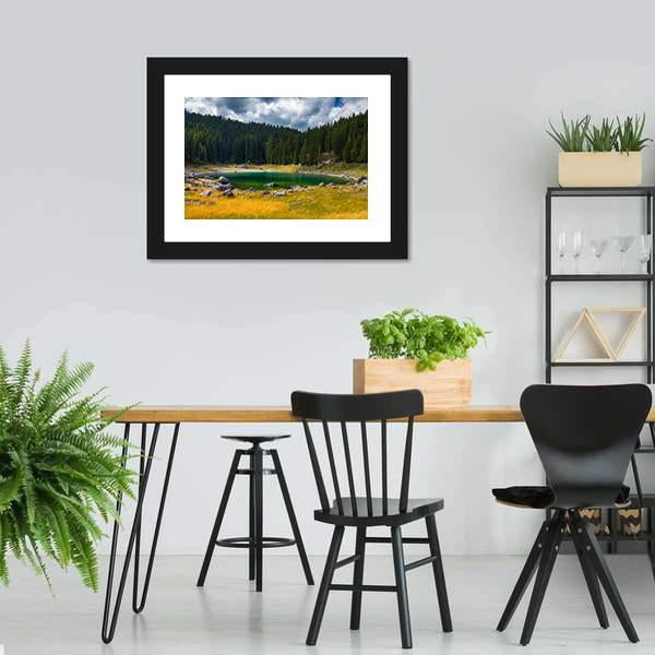 Carezza Alpine Lake Canvas Wall Art-3 Horizontal-Gallery Wrap-25" x 16"-Tiaracle