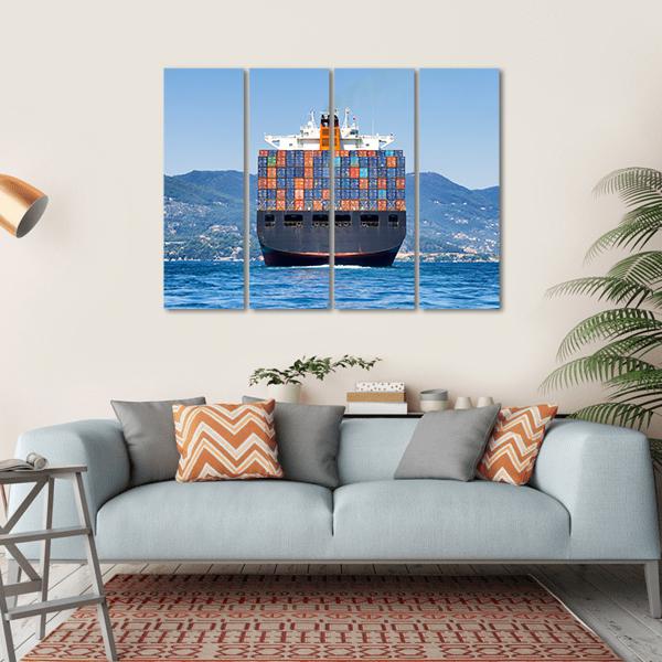 Cargo Container Ship Canvas Wall Art-4 Horizontal-Gallery Wrap-34" x 24"-Tiaracle
