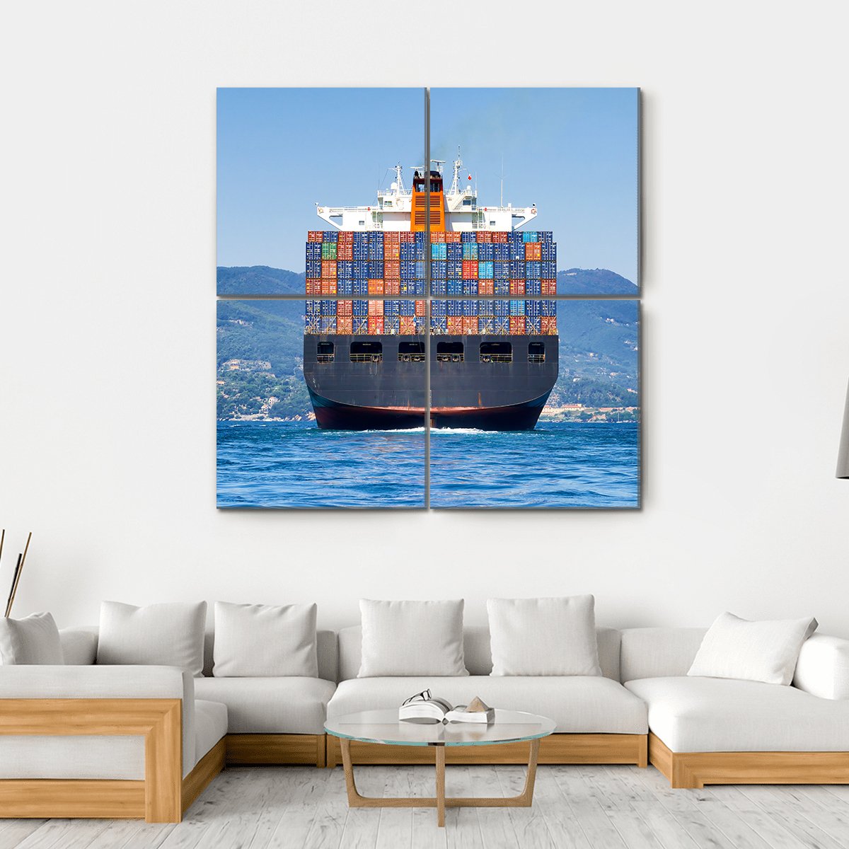 Cargo Container Ship Canvas Wall Art-4 Square-Gallery Wrap-17" x 17"-Tiaracle