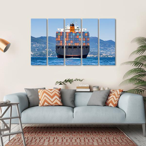 Cargo Container Ship Canvas Wall Art-5 Horizontal-Gallery Wrap-22" x 12"-Tiaracle