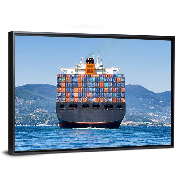 Cargo Container Ship Canvas Wall Art-5 Horizontal-Gallery Wrap-22" x 12"-Tiaracle