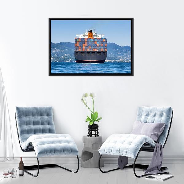 Cargo Container Ship Canvas Wall Art-5 Horizontal-Gallery Wrap-22" x 12"-Tiaracle