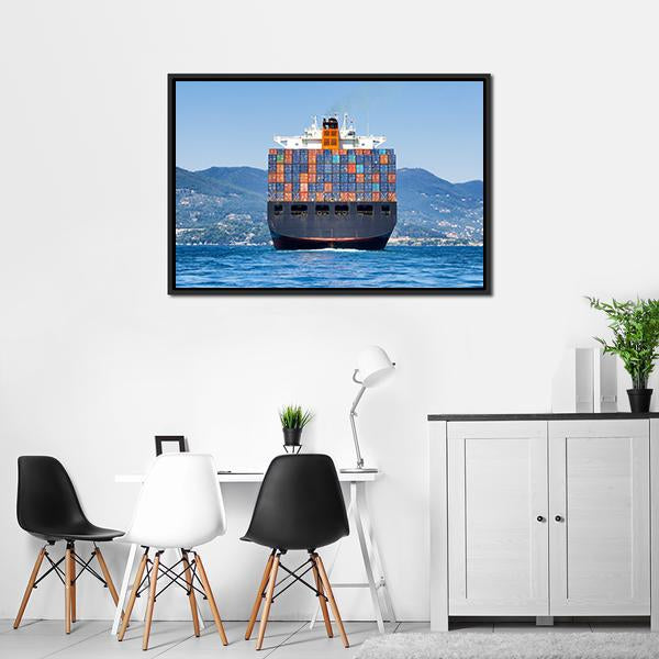 Cargo Container Ship Canvas Wall Art-5 Horizontal-Gallery Wrap-22" x 12"-Tiaracle