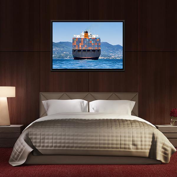 Cargo Container Ship Canvas Wall Art-5 Horizontal-Gallery Wrap-22" x 12"-Tiaracle