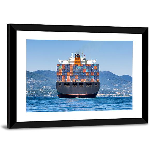 Cargo Container Ship Canvas Wall Art-5 Horizontal-Gallery Wrap-22" x 12"-Tiaracle