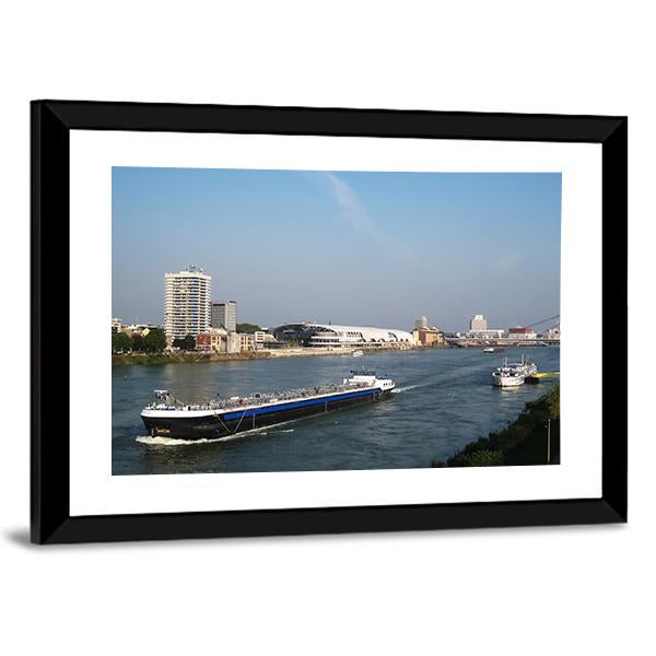 Cargo Ship & Cruise Ship Panoramic Canvas Wall Art-1 Piece-36" x 12"-Tiaracle