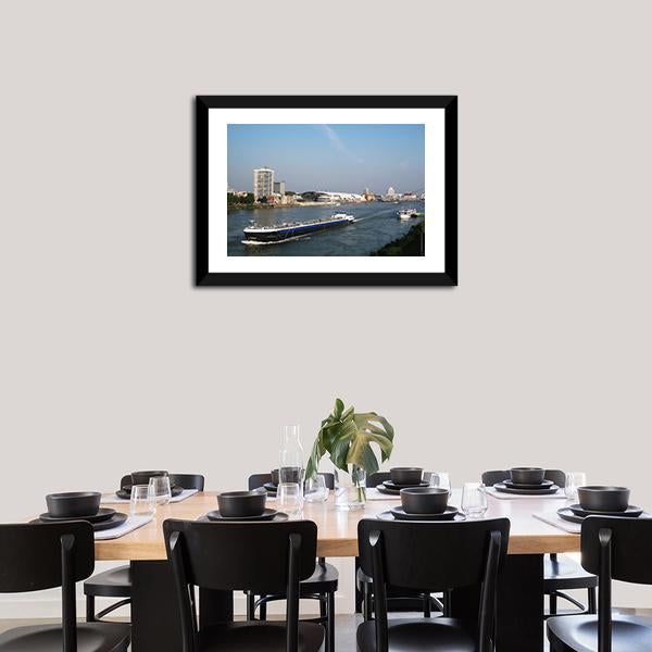 Cargo Ship & Cruise Ship Panoramic Canvas Wall Art-1 Piece-36" x 12"-Tiaracle
