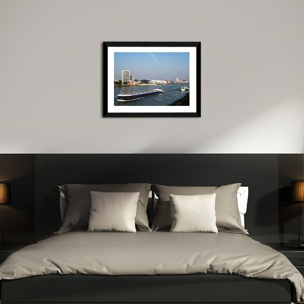 Cargo Ship & Cruise Ship Panoramic Canvas Wall Art-1 Piece-36" x 12"-Tiaracle