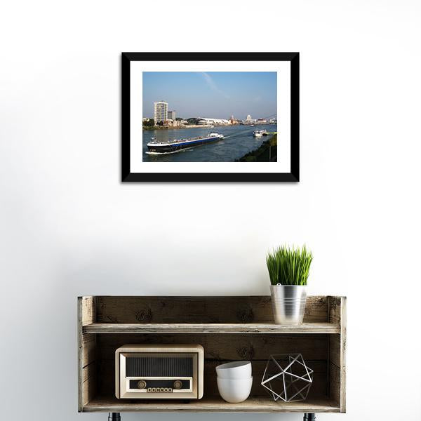 Cargo Ship &amp; Cruise Ship Panoramic Canvas Wall Art-1 Piece-36" x 12"-Tiaracle