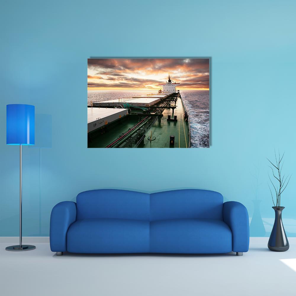 Cargo Ship Underway Viewed From Bow Canvas Wall Art-1 Piece-Gallery Wrap-48" x 32"-Tiaracle