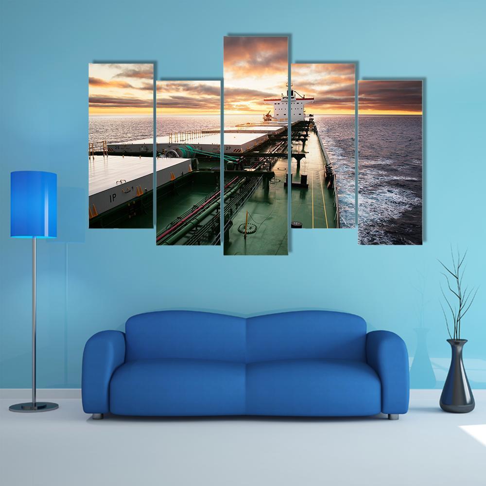 Cargo Ship Underway Viewed From Bow Canvas Wall Art-5 Pop-Gallery Wrap-47" x 32"-Tiaracle