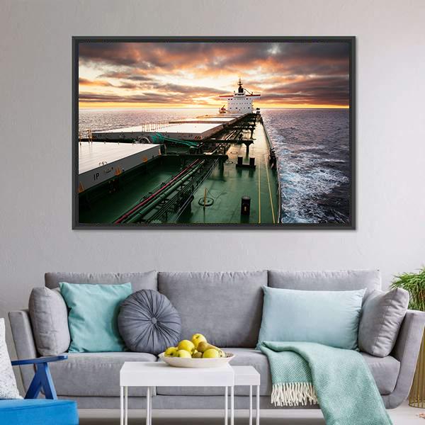 Cargo Ship Underway Viewed From Bow Canvas Wall Art-1 Piece-Floating Frame-24" x 16"-Tiaracle