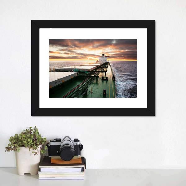 Cargo Ship Underway Viewed From Bow Canvas Wall Art-1 Piece-Framed Print-20" x 16"-Tiaracle