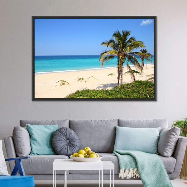 Caribbean Beach Canvas Wall Art-1 Piece-Floating Frame-24" x 16"-Tiaracle