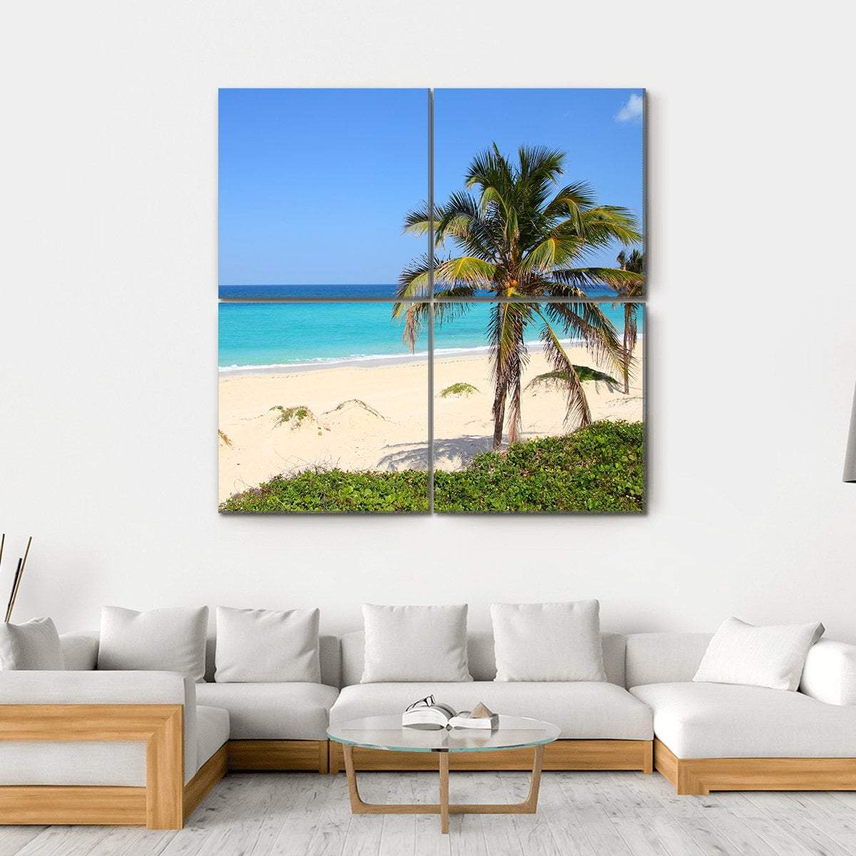 Caribbean Beach Canvas Wall Art-4 Square-Gallery Wrap-17&quot; x 17&quot;-Tiaracle