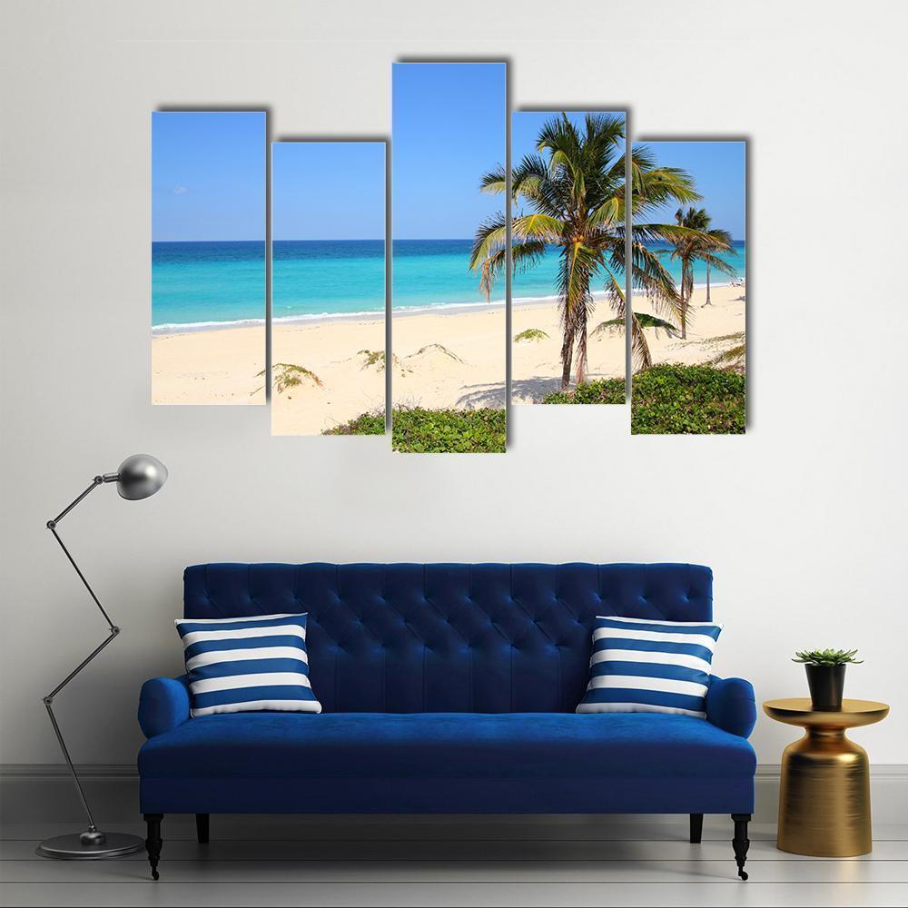 Caribbean Beach Canvas Wall Art-5 Pop-Gallery Wrap-47&quot; x 32&quot;-Tiaracle
