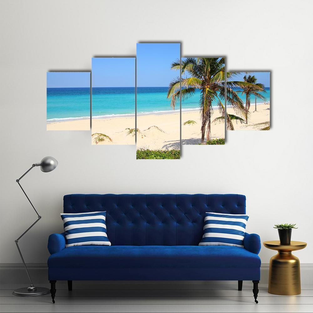 Caribbean Beach Canvas Wall Art-5 Star-Gallery Wrap-62&quot; x 32&quot;-Tiaracle