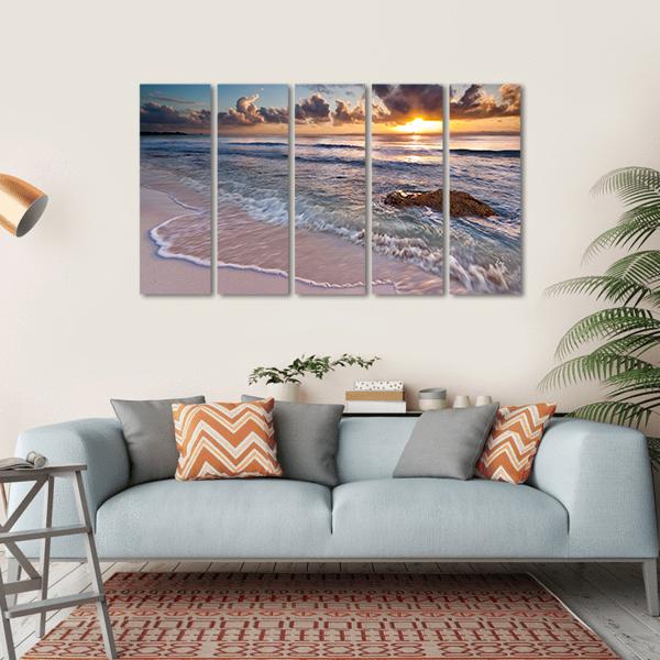 Caribbean Coastline Sunrise Canvas Wall Art-5 Horizontal-Gallery Wrap-22" x 12"-Tiaracle