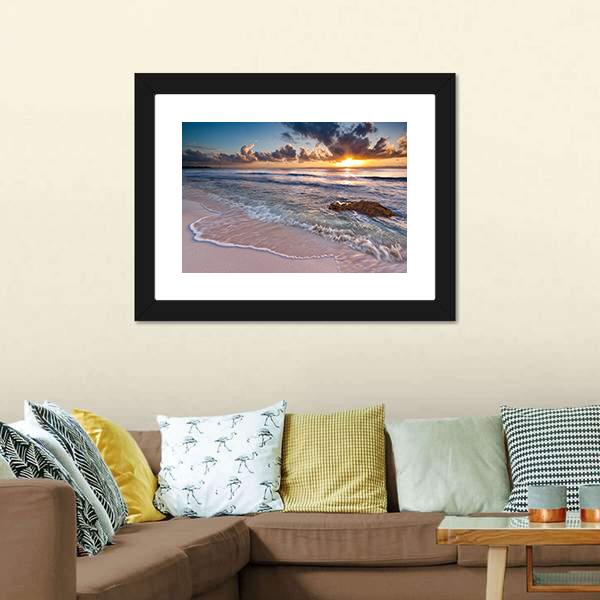 Caribbean Coastline Sunrise Canvas Wall Art-5 Horizontal-Gallery Wrap-22" x 12"-Tiaracle