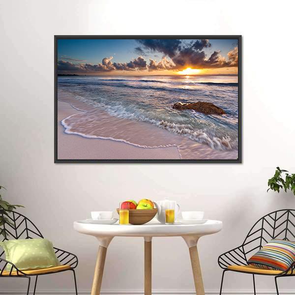 Caribbean Coastline Sunrise Canvas Wall Art-3 Horizontal-Gallery Wrap-25" x 16"-Tiaracle