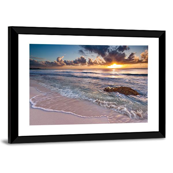 Caribbean Coastline Sunrise Canvas Wall Art-3 Horizontal-Gallery Wrap-25" x 16"-Tiaracle