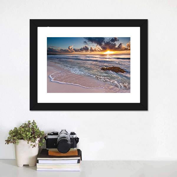 Caribbean Coastline Sunrise Canvas Wall Art-1 Piece-Framed Print-20" x 16"-Tiaracle