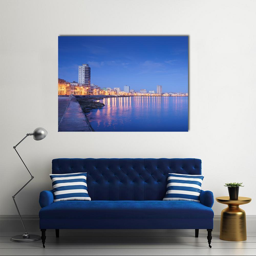 Caribbean Sea In Havana Canvas Wall Art-1 Piece-Gallery Wrap-48" x 32"-Tiaracle