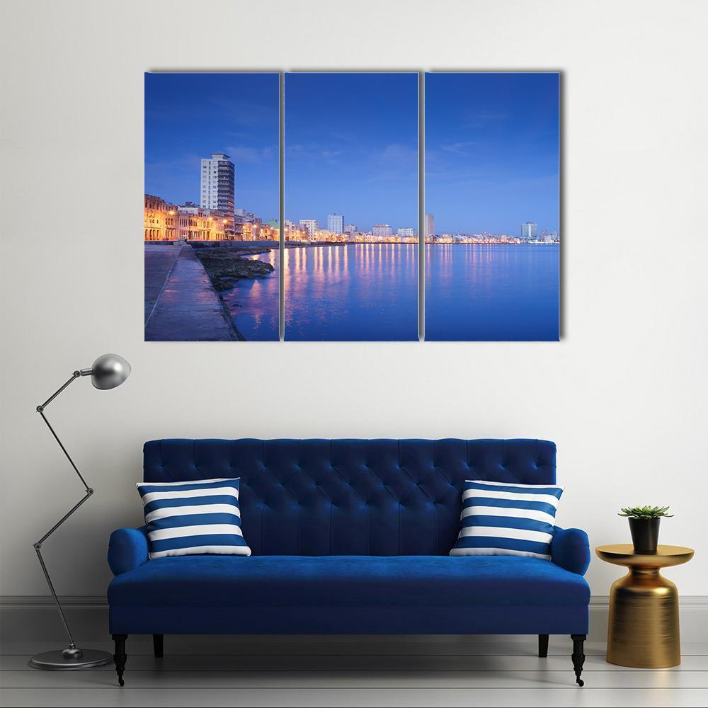 Caribbean Sea In Havana Canvas Wall Art-3 Horizontal-Gallery Wrap-37" x 24"-Tiaracle