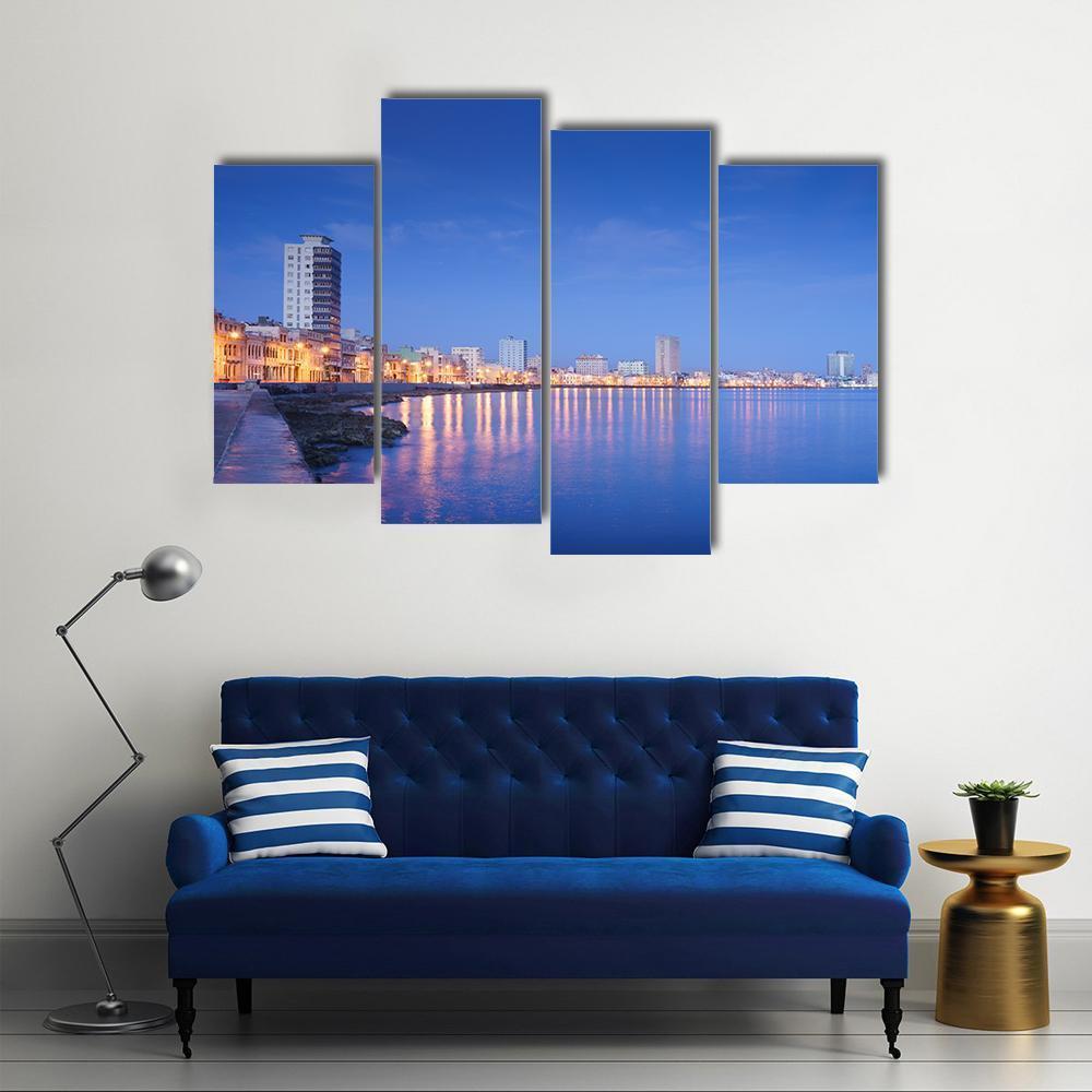 Caribbean Sea In Havana Canvas Wall Art-4 Pop-Gallery Wrap-50" x 32"-Tiaracle