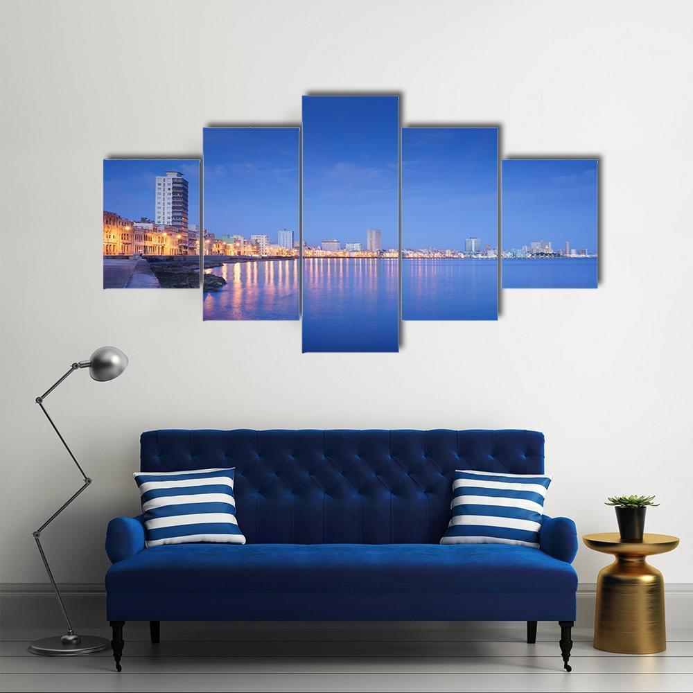 Caribbean Sea In Havana Canvas Wall Art-4 Pop-Gallery Wrap-50" x 32"-Tiaracle