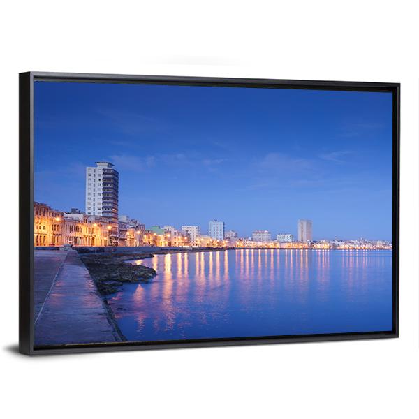 Caribbean Sea In Havana Canvas Wall Art-3 Horizontal-Gallery Wrap-25" x 16"-Tiaracle
