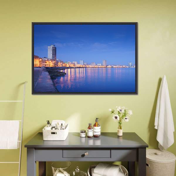 Caribbean Sea In Havana Canvas Wall Art-3 Horizontal-Gallery Wrap-25" x 16"-Tiaracle