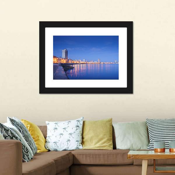 Caribbean Sea In Havana Canvas Wall Art-3 Horizontal-Gallery Wrap-25" x 16"-Tiaracle