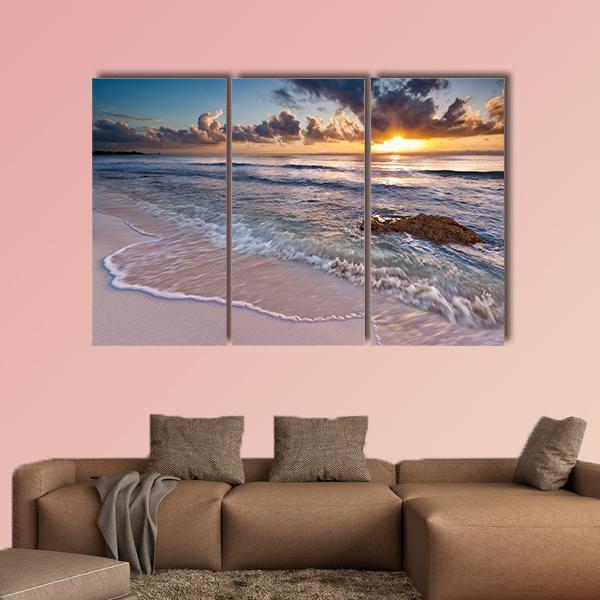 Caribbean Coastline Sunrise Canvas Wall Art-3 Horizontal-Gallery Wrap-25" x 16"-Tiaracle