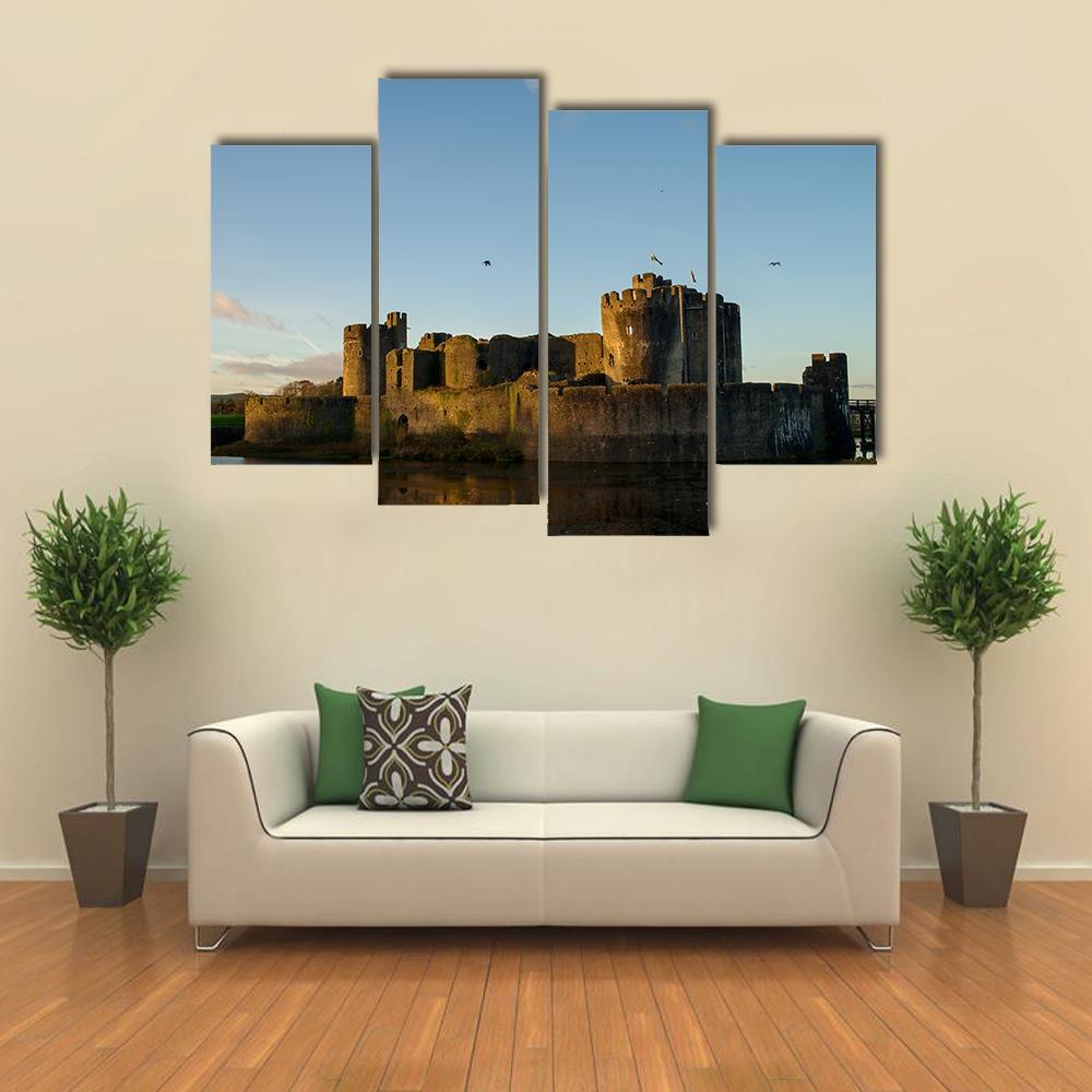 Carphilly Castle Canvas Wall Art-4 Pop-Gallery Wrap-50" x 32"-Tiaracle