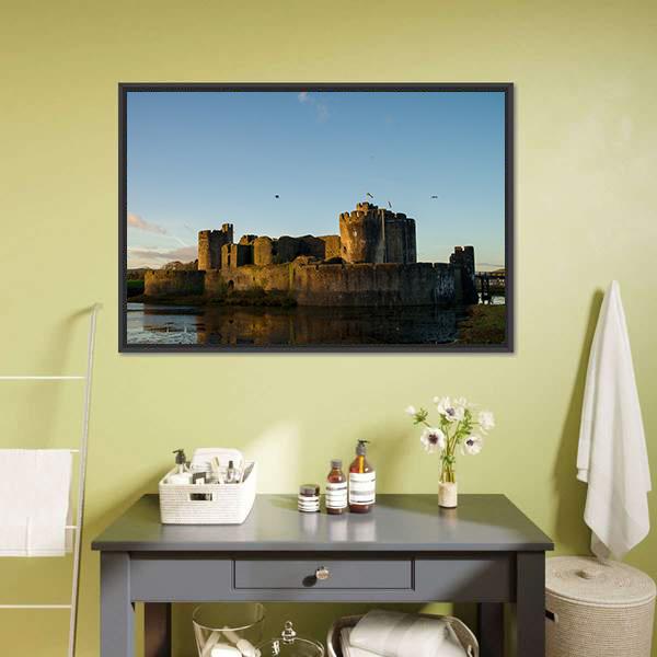 Carphilly Castle Canvas Wall Art-3 Horizontal-Gallery Wrap-25" x 16"-Tiaracle