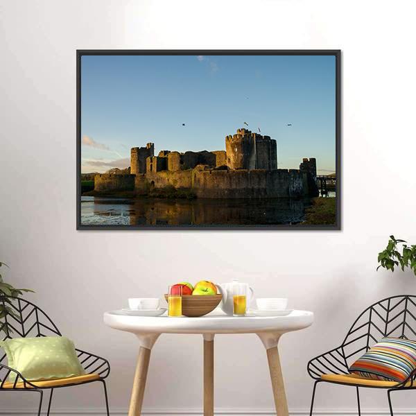 Carphilly Castle Canvas Wall Art-3 Horizontal-Gallery Wrap-25" x 16"-Tiaracle