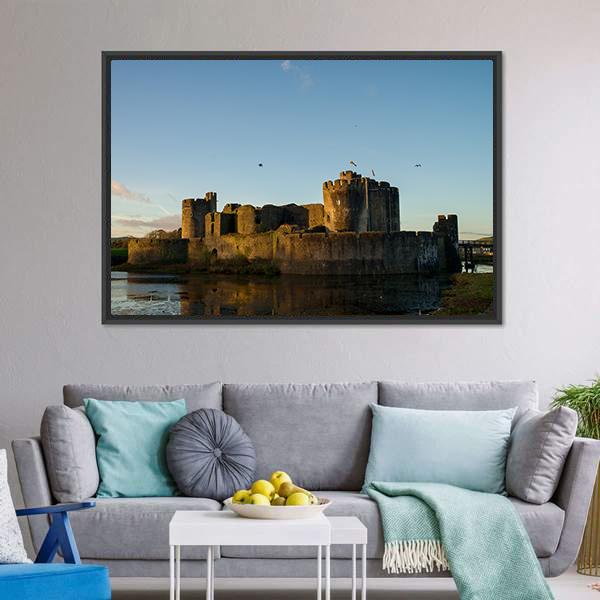 Carphilly Castle Canvas Wall Art-1 Piece-Floating Frame-24" x 16"-Tiaracle
