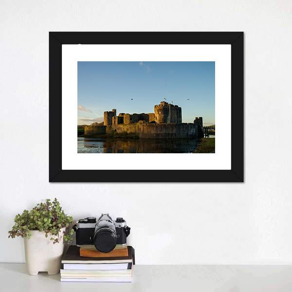 Carphilly Castle Canvas Wall Art-1 Piece-Framed Print-20" x 16"-Tiaracle