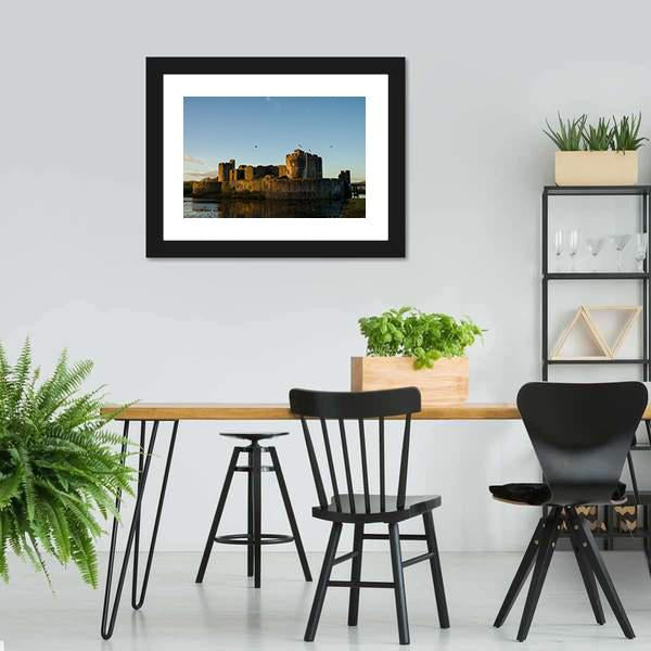 Carphilly Castle Canvas Wall Art-3 Horizontal-Gallery Wrap-25" x 16"-Tiaracle